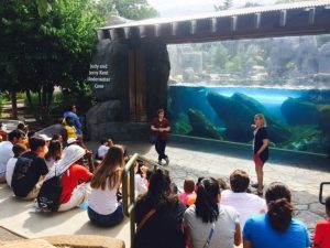 Stacey Ludlum presents to a group of Wash. U. Alberti Students at the Saint Louis Zoo